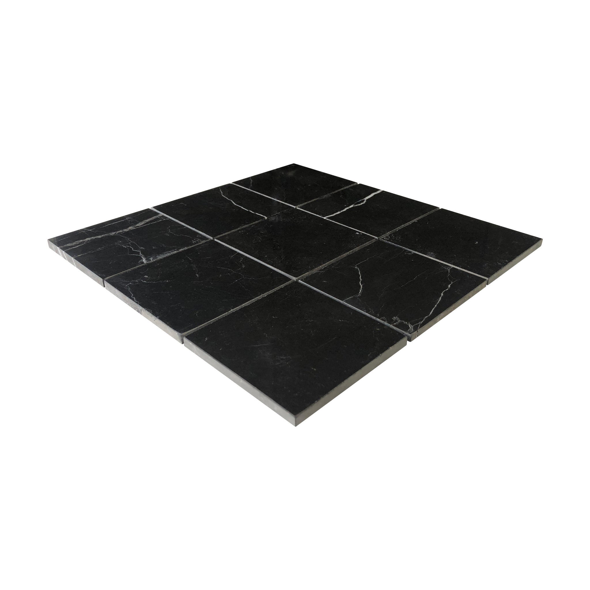 Nero Marquina Black 4x4 Marble Tile Honed