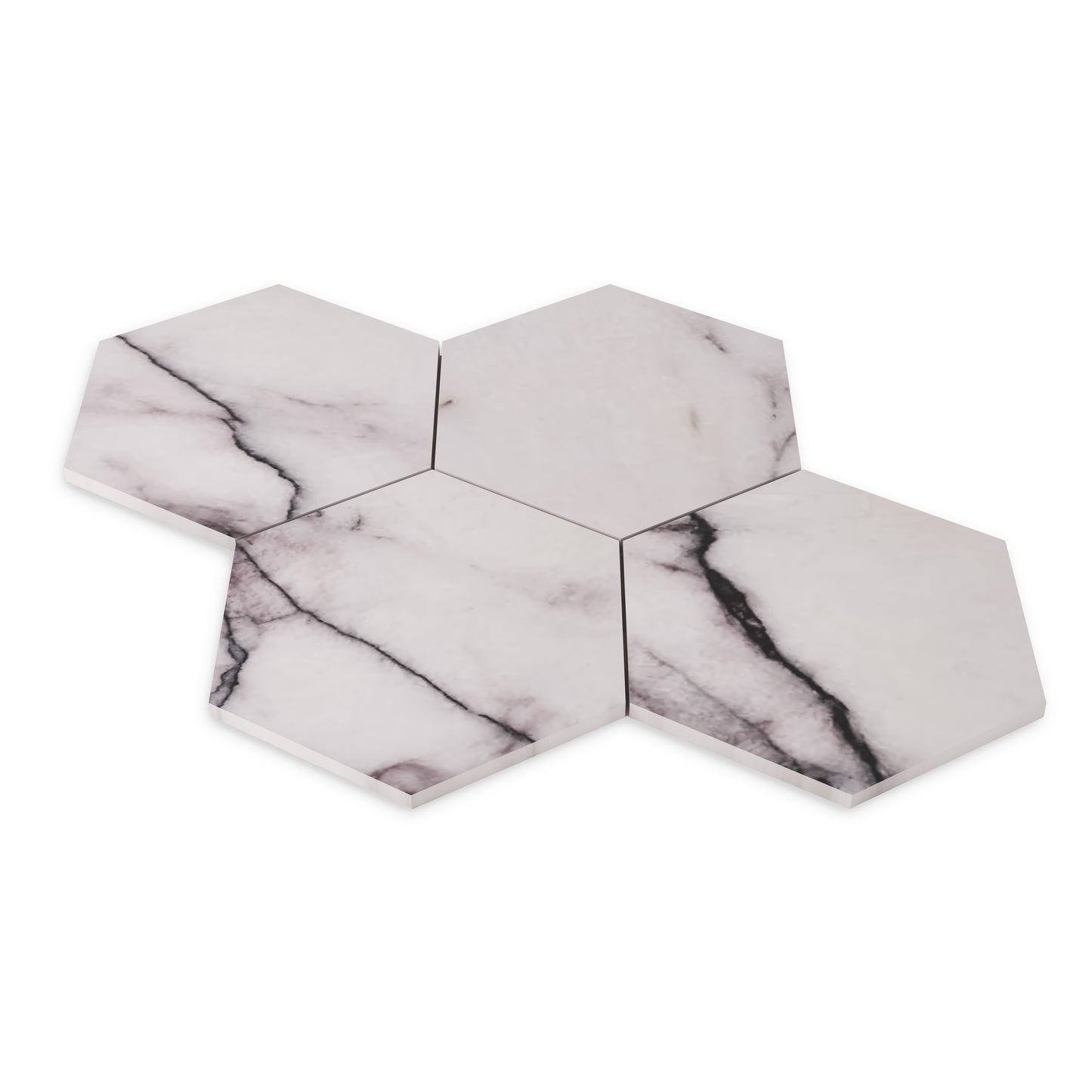 Lilac Marble 7" Hexagon Mosaic Tile Honed