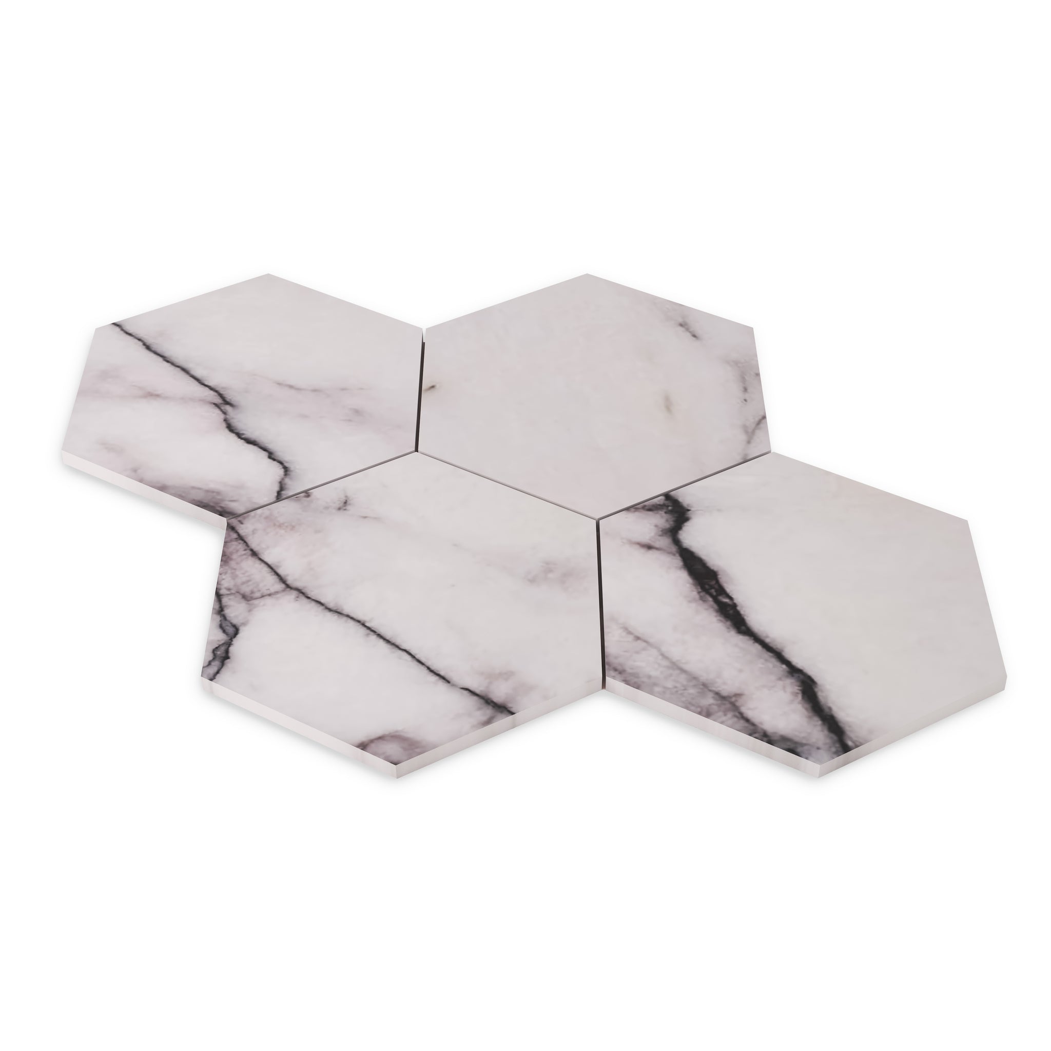 Lilac Marble 7" Hexagon Mosaic Tile Honed