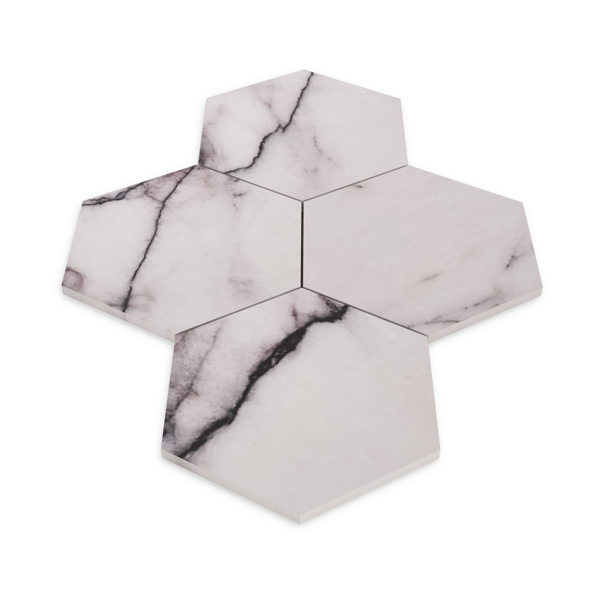 Lilac Marble 7" Hexagon Mosaic Tile Honed