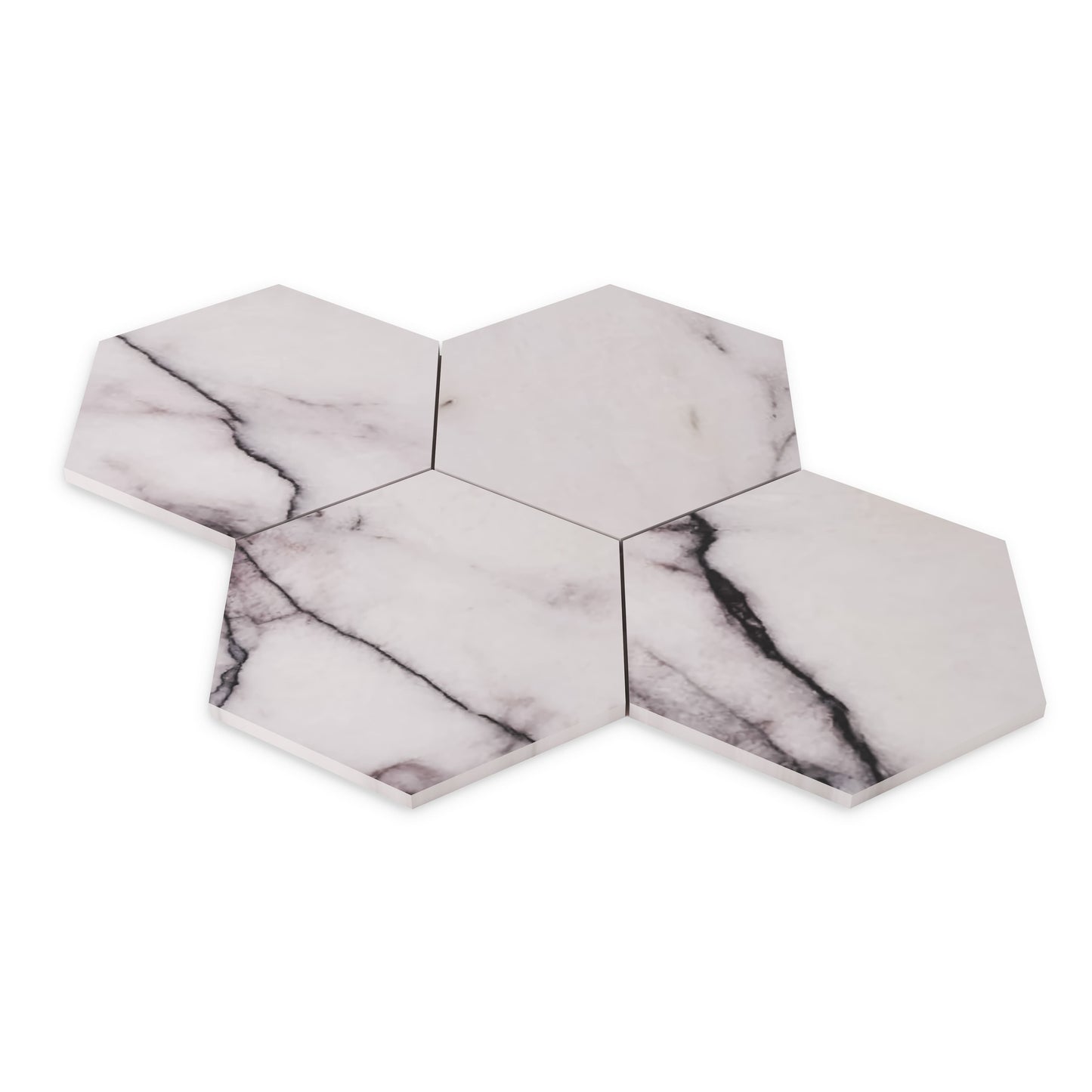 Lilac Marble 7" Hexagon Mosaic Tile Polished