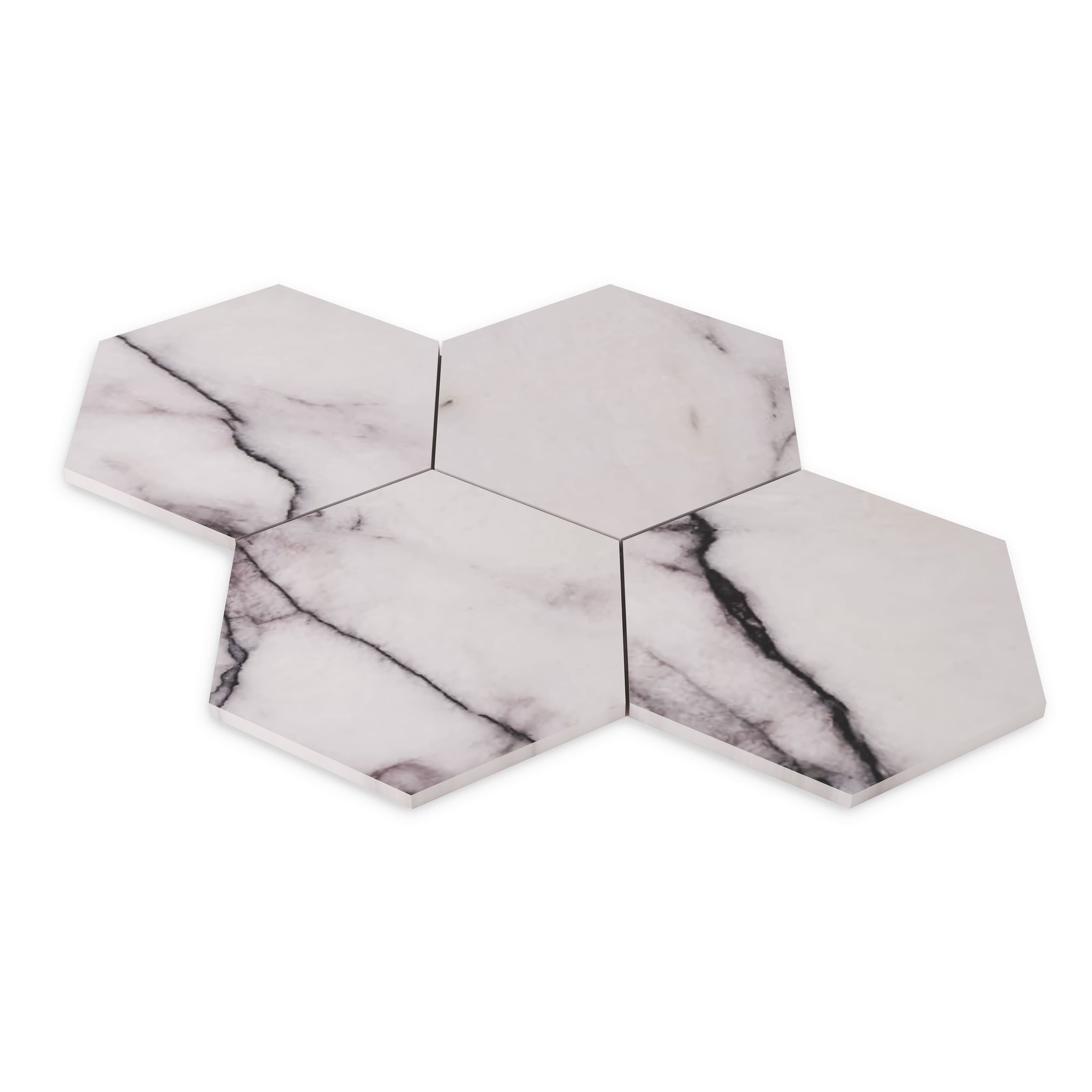 Lilac Marble 7" Hexagon Mosaic Tile Polished