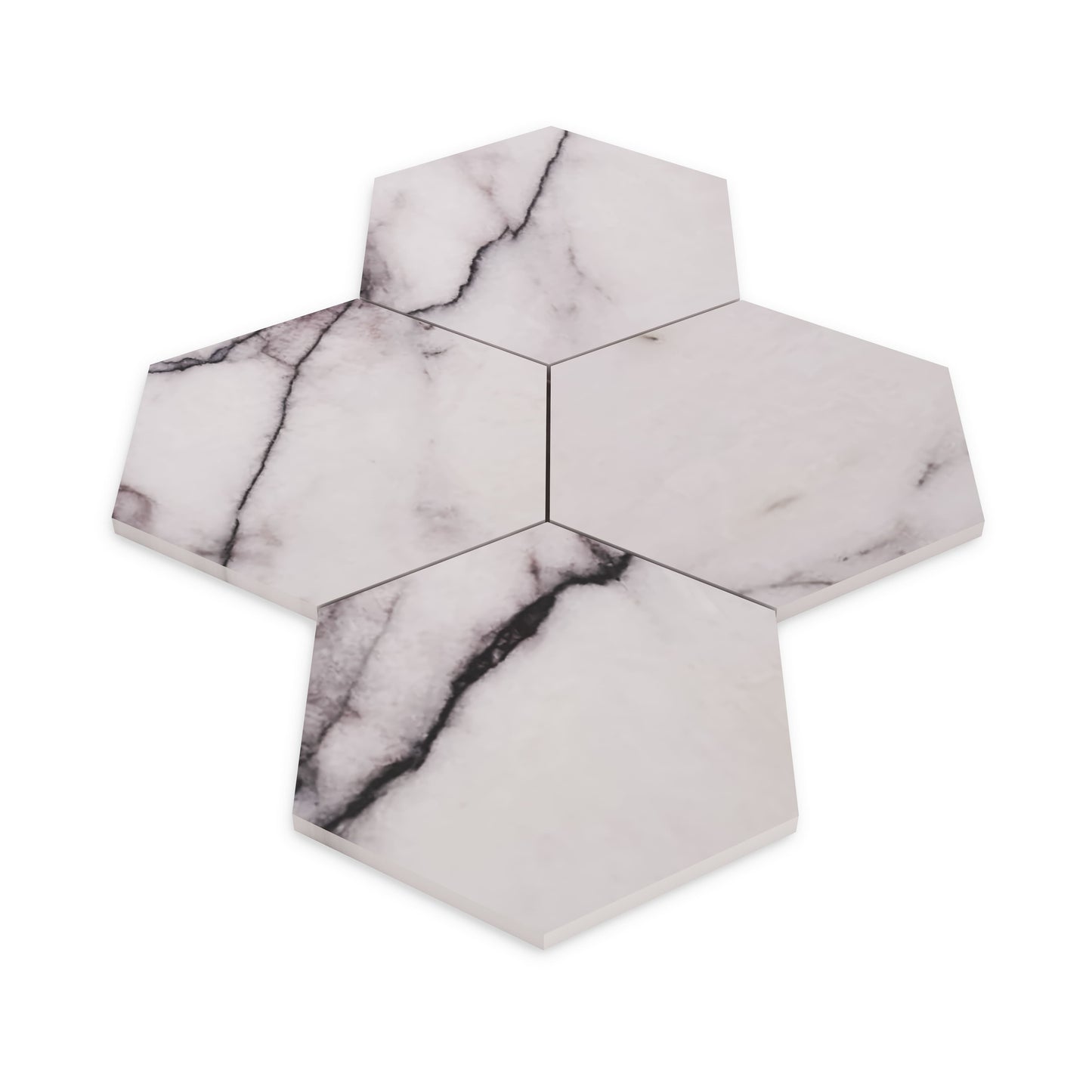 Lilac Marble 7" Hexagon Mosaic Tile Polished