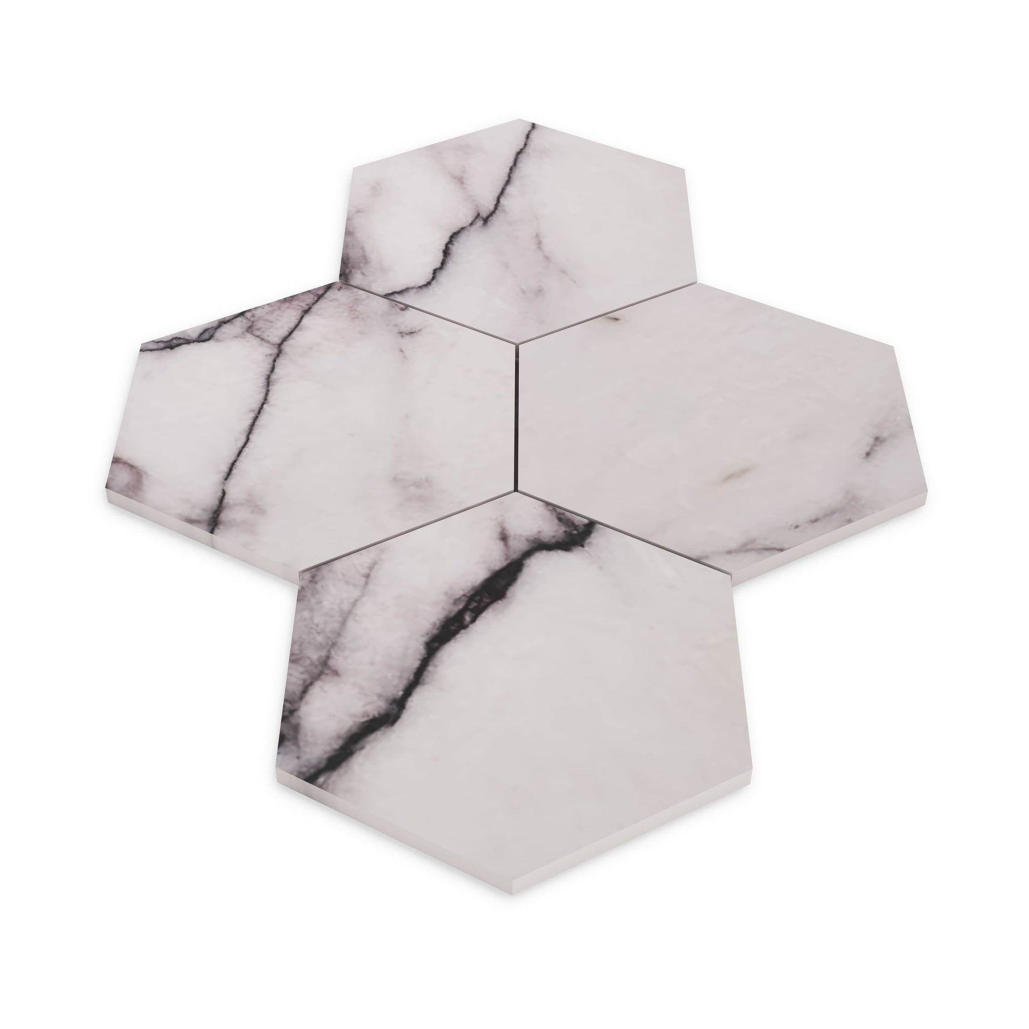 Lilac Marble 7" Hexagon Mosaic Tile Polished