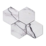 Lilac Marble 7" Hexagon Mosaic Tile Polished
