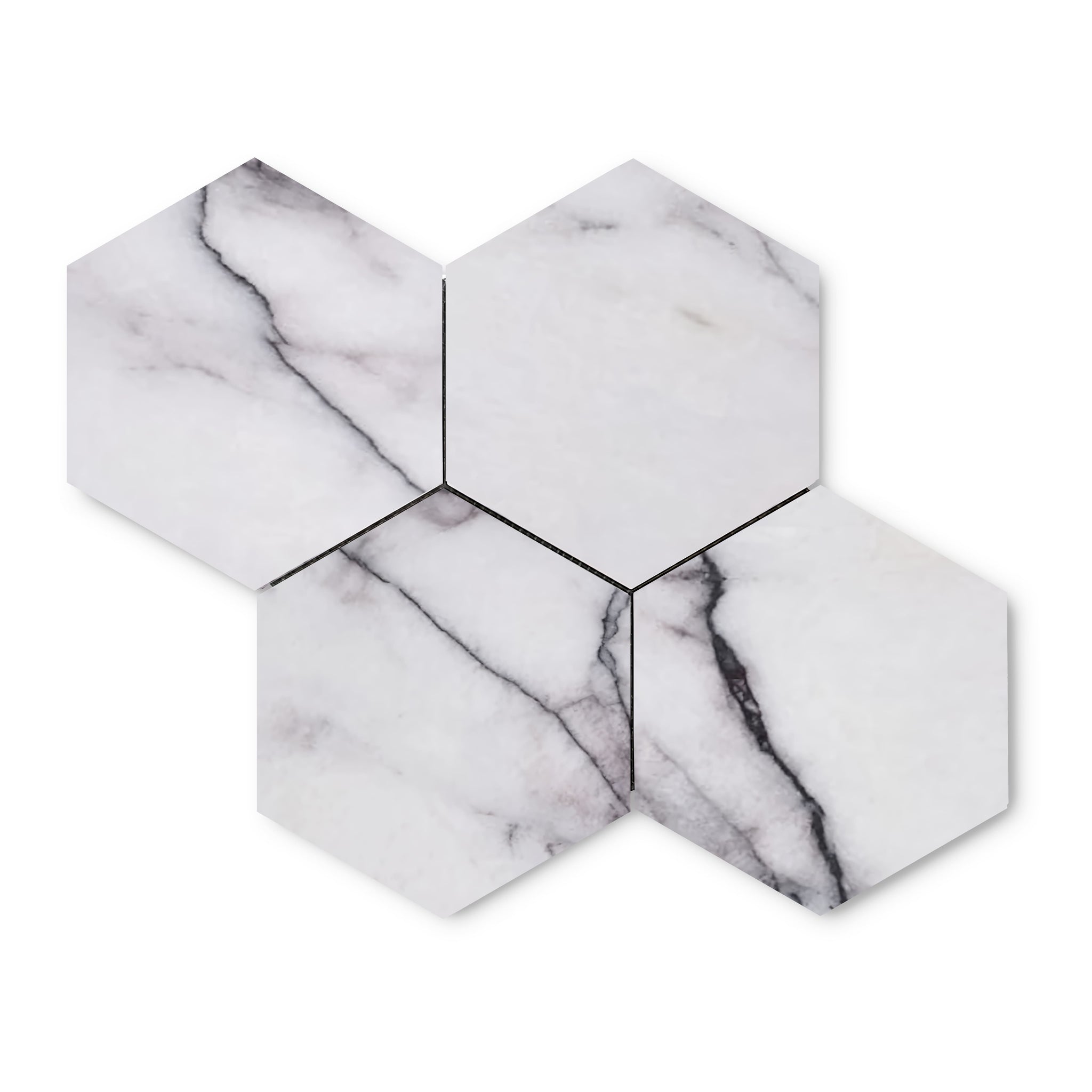 Lilac Marble 7" Hexagon Mosaic Tile Polished