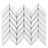 Bianco Dolomite Marble Leaf Shape Mosaic Tile Honed