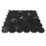 Nero Marquina Black Marble Octagon Mosaic Tile Honed