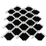 Nero Marquina Black Marble Marbella Lynx Rope Design with Bianco Dolomite White  Strips Mosaic Tile Honed