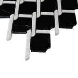 Nero Marquina Black Marble Marbella Lynx Rope Design with Bianco Dolomite White  Strips Mosaic Tile Polished