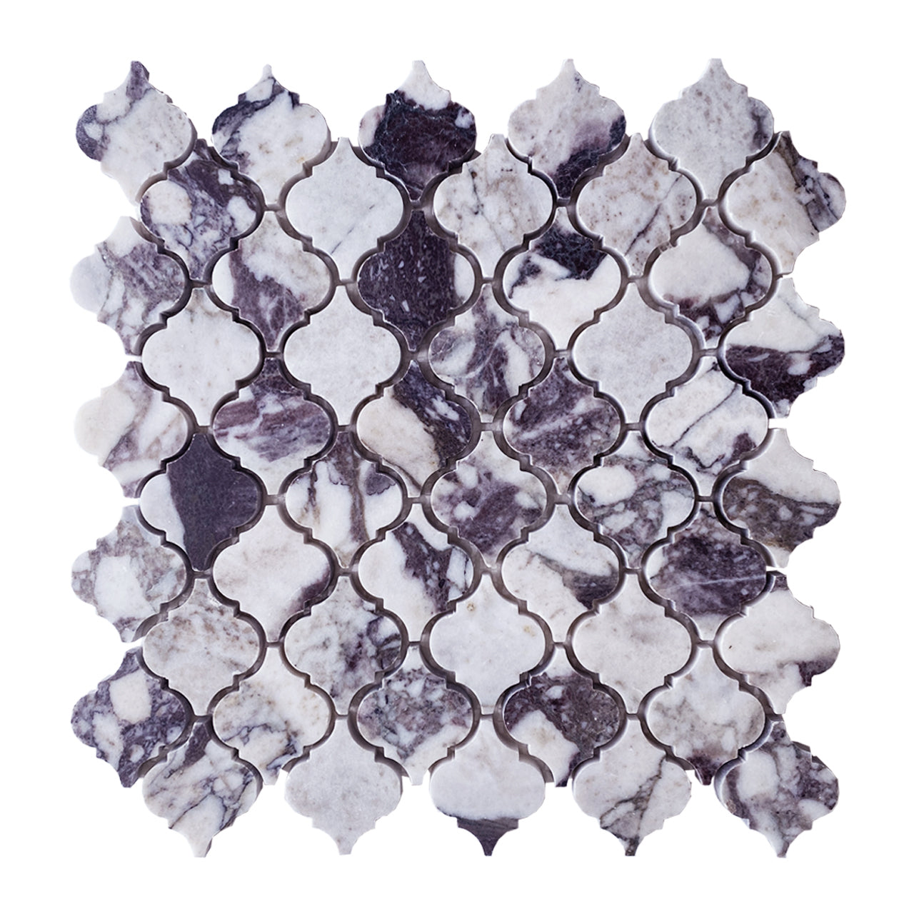 Calacatta Viola Marble Mini Arabesque Baroque Lantern  Mosaic Tile Polished