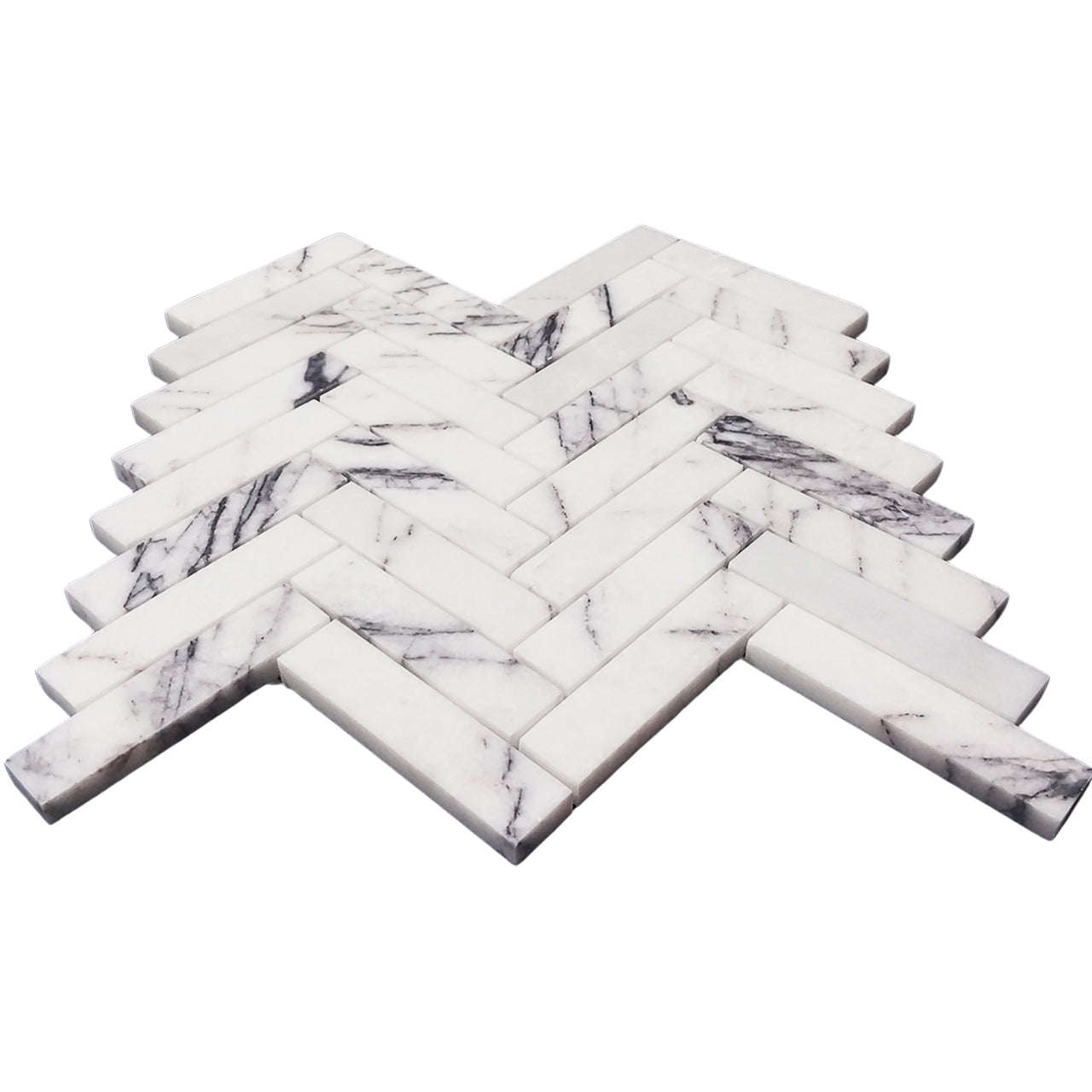 Lilac Marble 1" x 4" Herringbone Mosaic Tile Honed