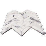 Lilac Marble 1" x 4" Herringbone Mosaic Tile Polished