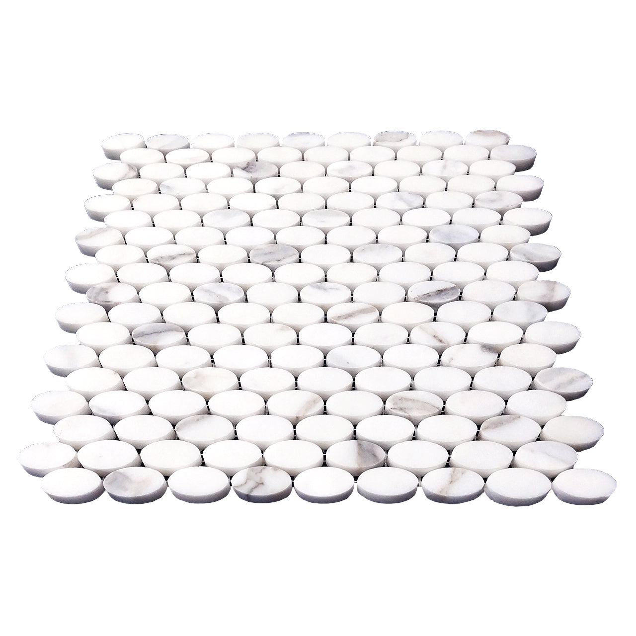 Calacatta Gold Italian Marble Ellipse Oval Mosaic Tile Honed