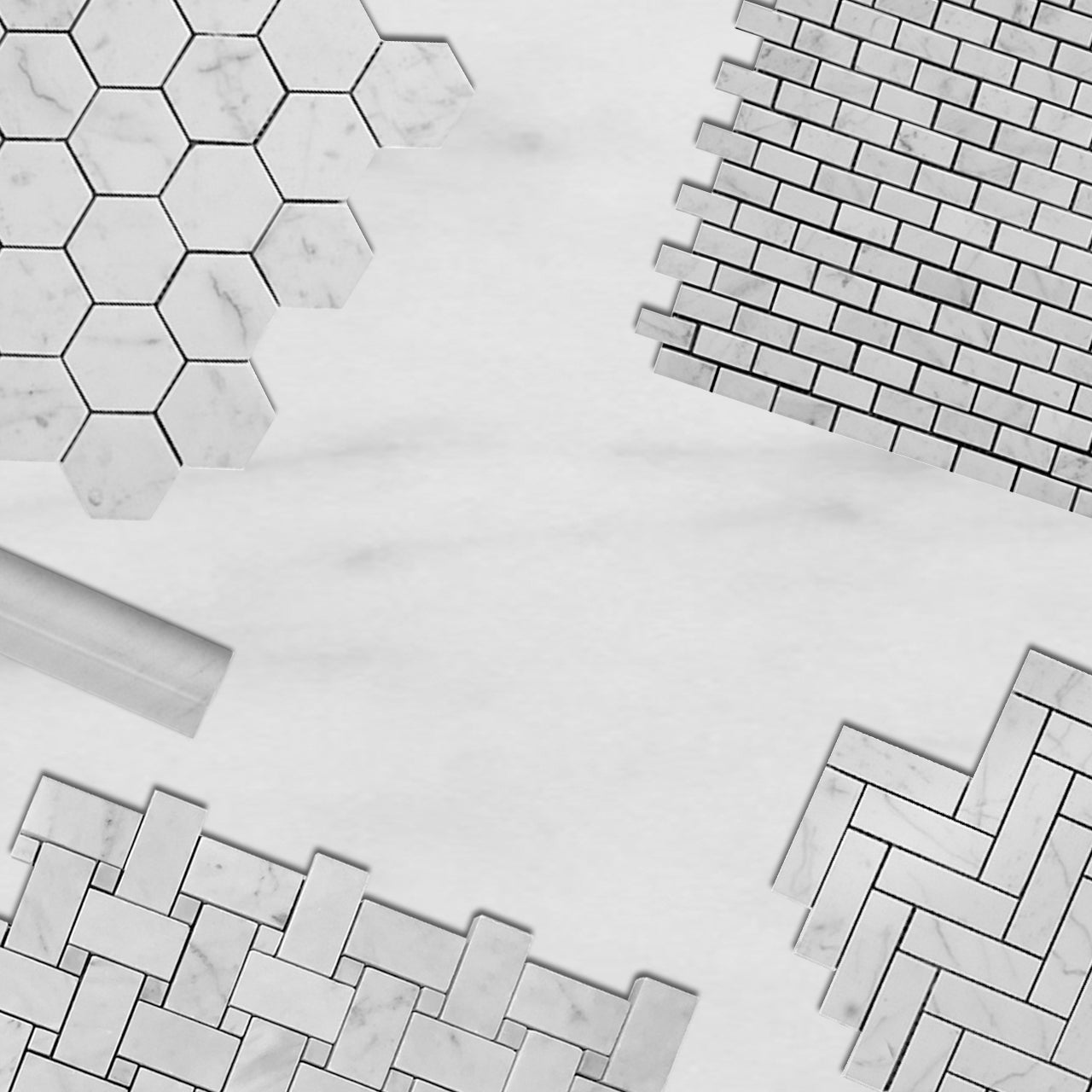 Carrara White Italian Marble 2" Hexagon Mosaic Tile Honed