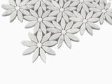 Carrara White Marble With Bianco Dolomite Accent Daisy Flower Waterjet Mosaic Tile Polished