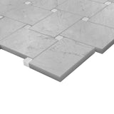 Carrara White Marble Large Basketweave Mosaic Tile with Bianco Dolomite Dots Polished