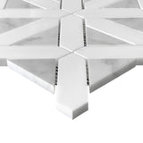 Bianco Dolomite Marble with Carrara White Triangles Geometrica Mosaic Tile Honed