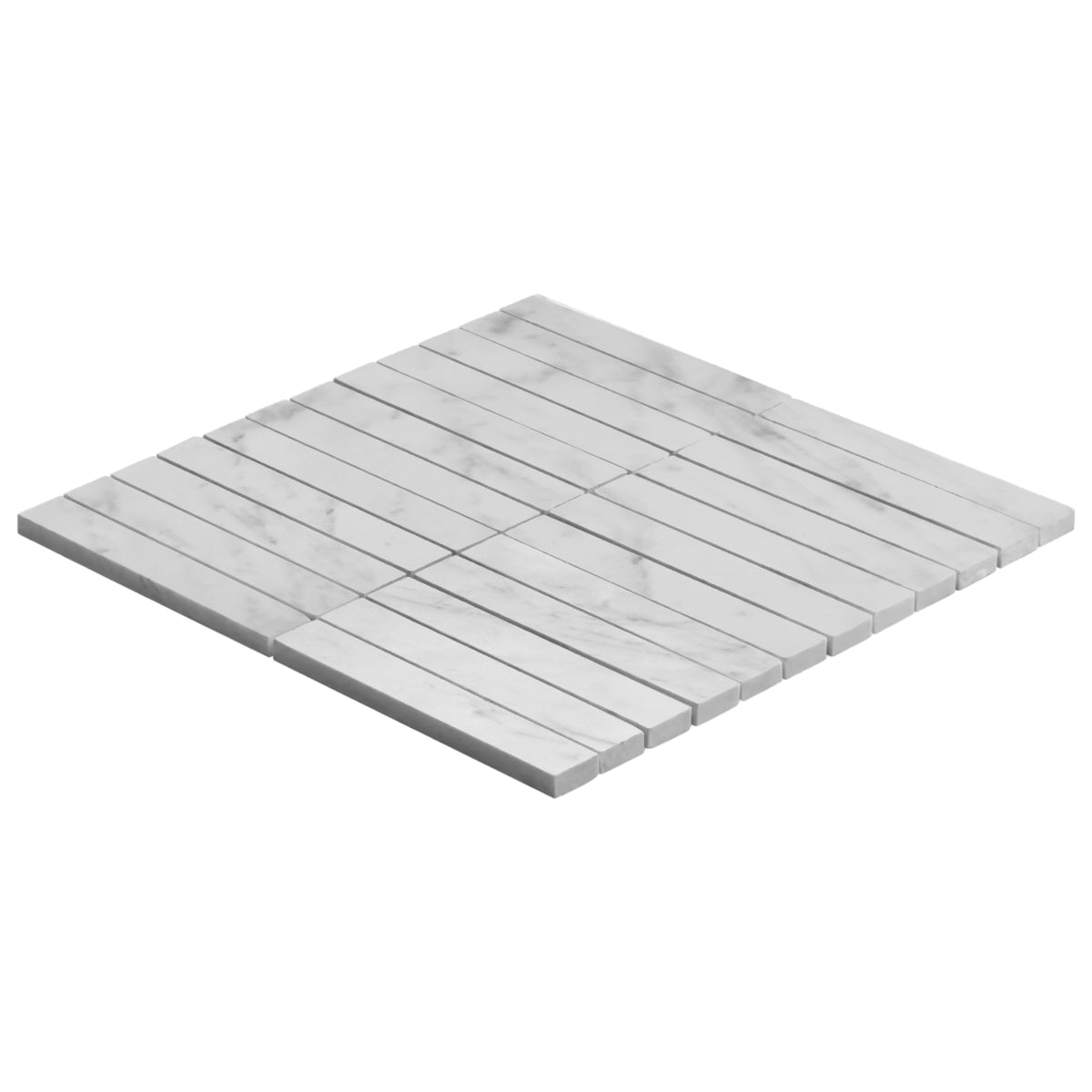 Carrara White Italian Marble 1x6 Stacked Mosaic Tile Polished