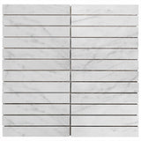 Carrara White Italian Marble 1x6 Stacked Mosaic Tile Polished