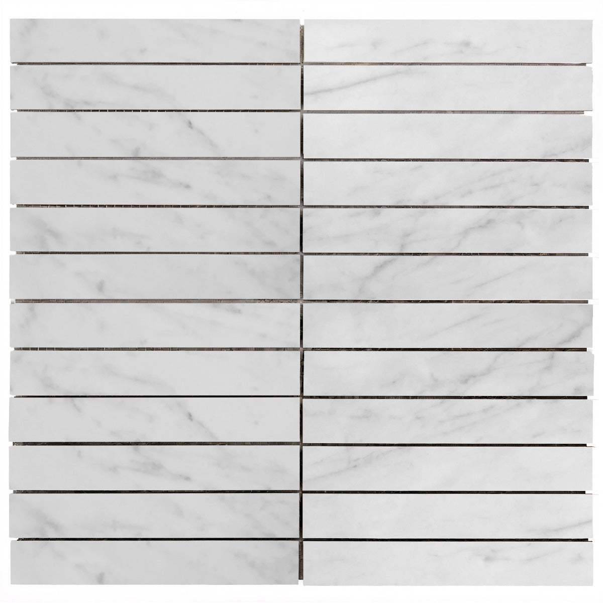 Carrara White Italian Marble 1x6 Stacked Mosaic Tile Polished