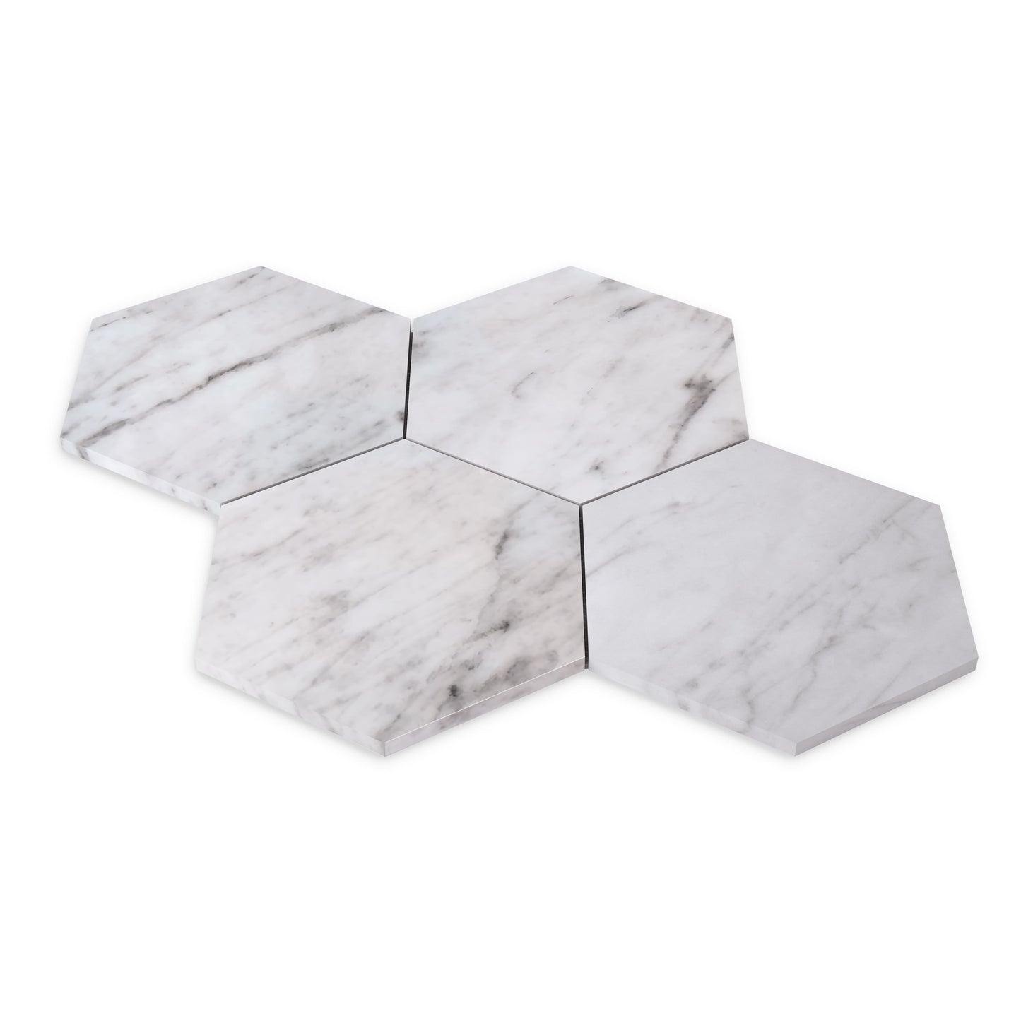 Carrara White Italian Marble 7" Hexagon Mosaic Tile Honed
