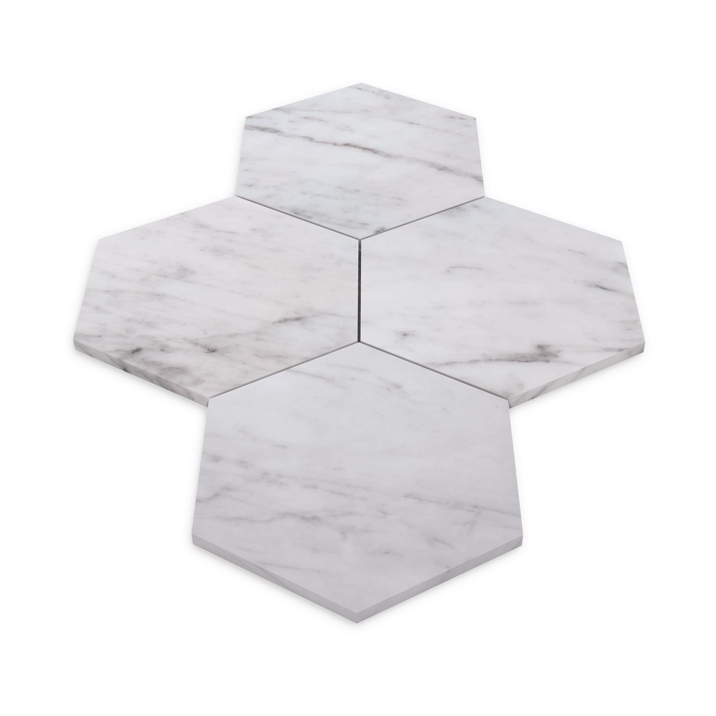 Carrara White Italian Marble 7" Hexagon Mosaic Tile Honed