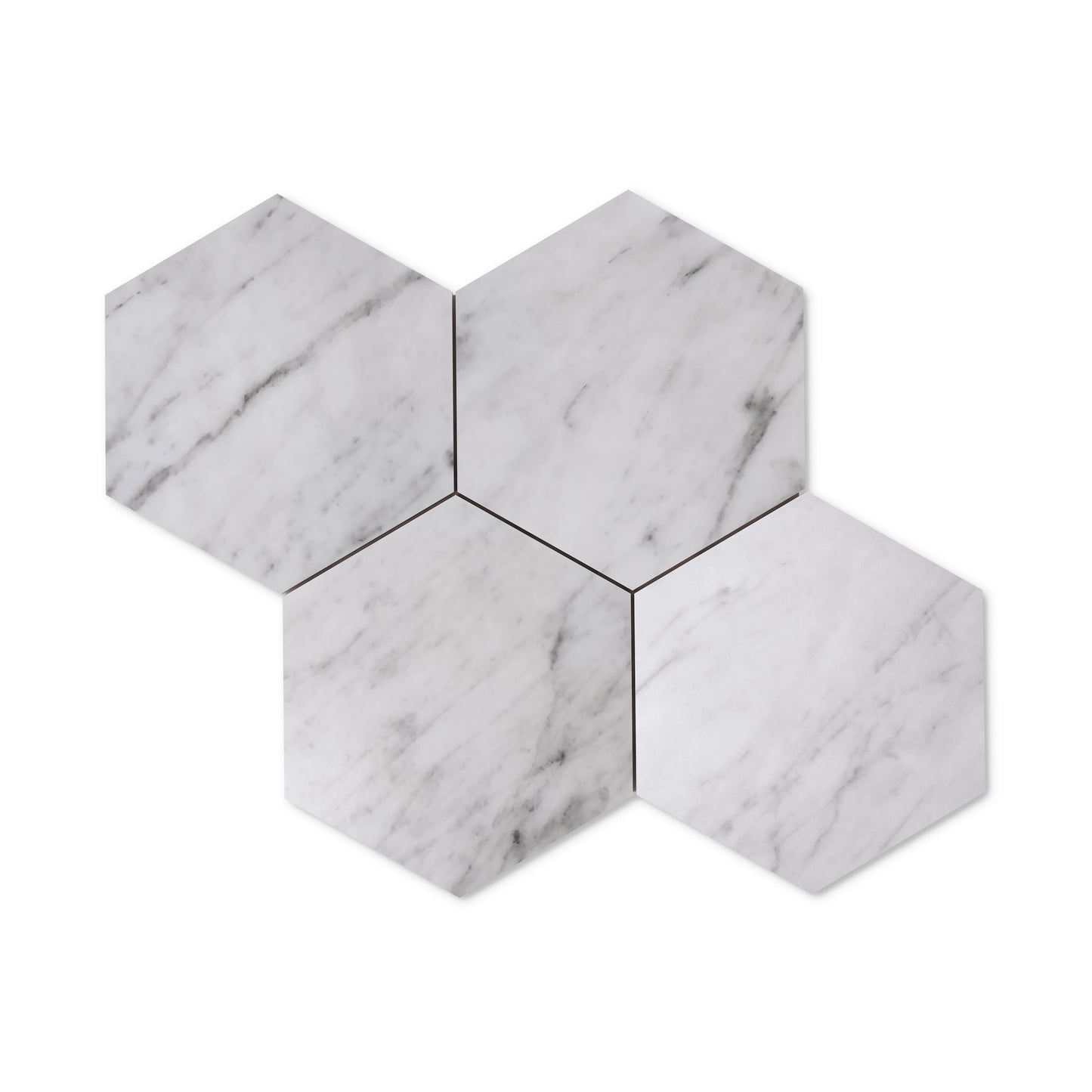 Carrara White Italian Marble 7" Hexagon Mosaic Tile Honed