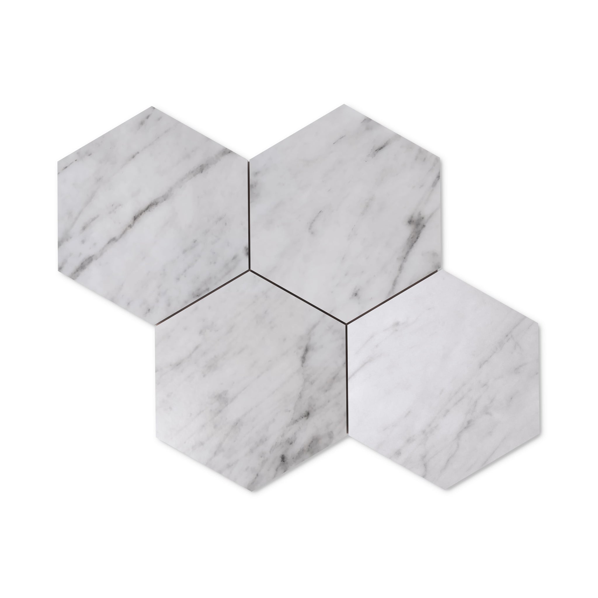 Carrara White Italian Marble 7" Hexagon Mosaic Tile Honed