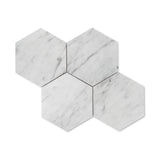Carrara White Italian Marble 7" Hexagon Mosaic Tile Polished