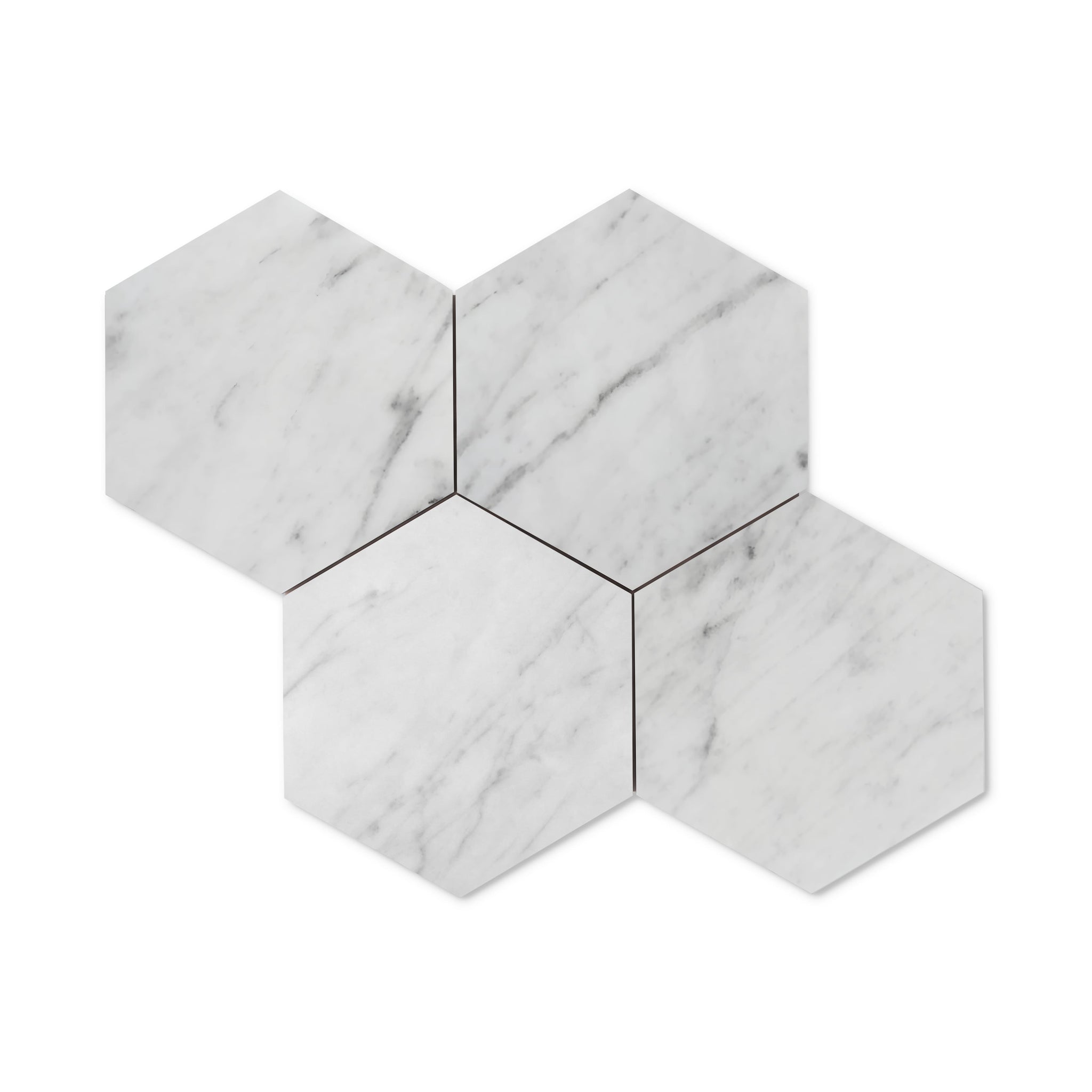 Carrara White Italian Marble 7" Hexagon Mosaic Tile Polished
