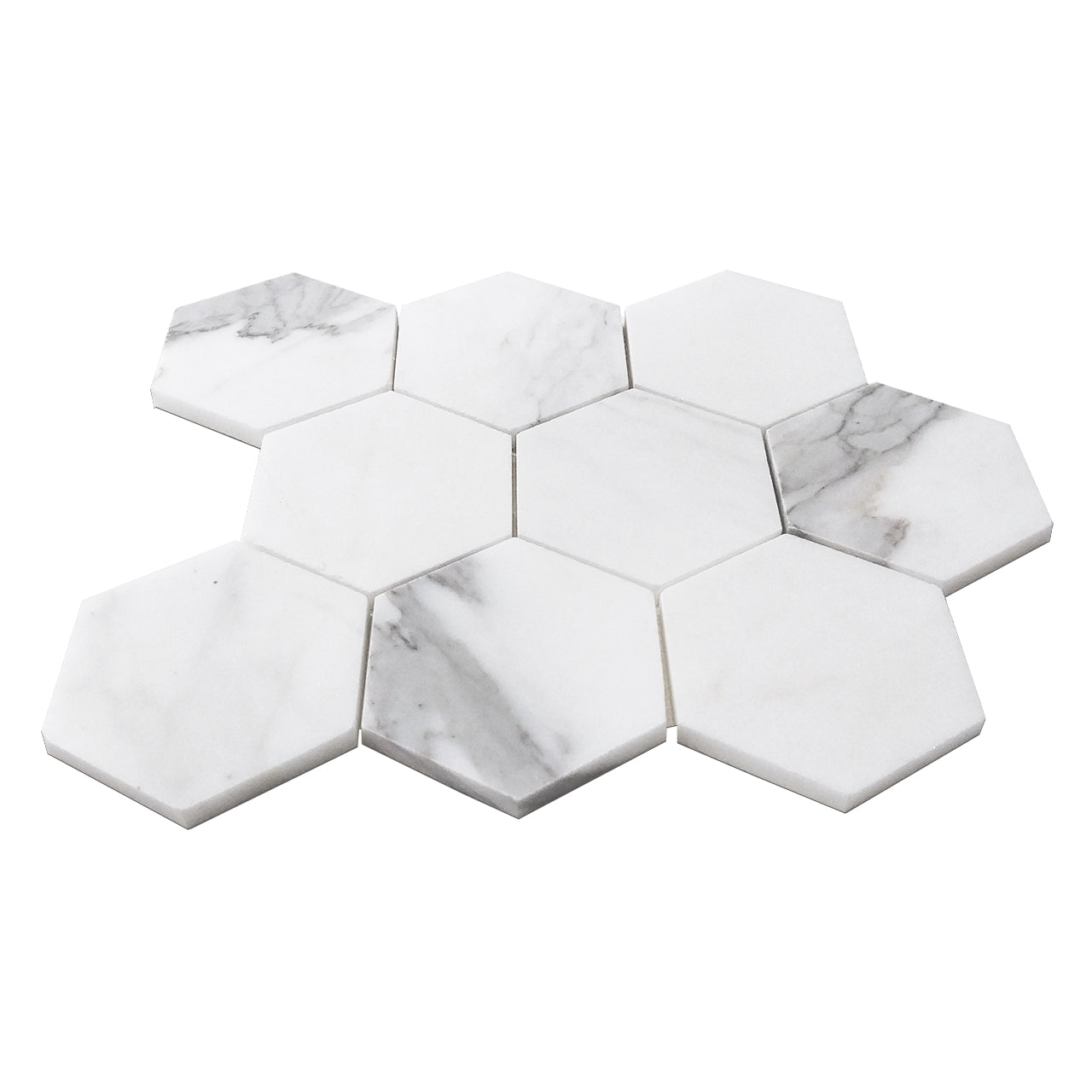 Calacatta Gold Italian Marble 4" Hexagon Mosaic Tile Honed