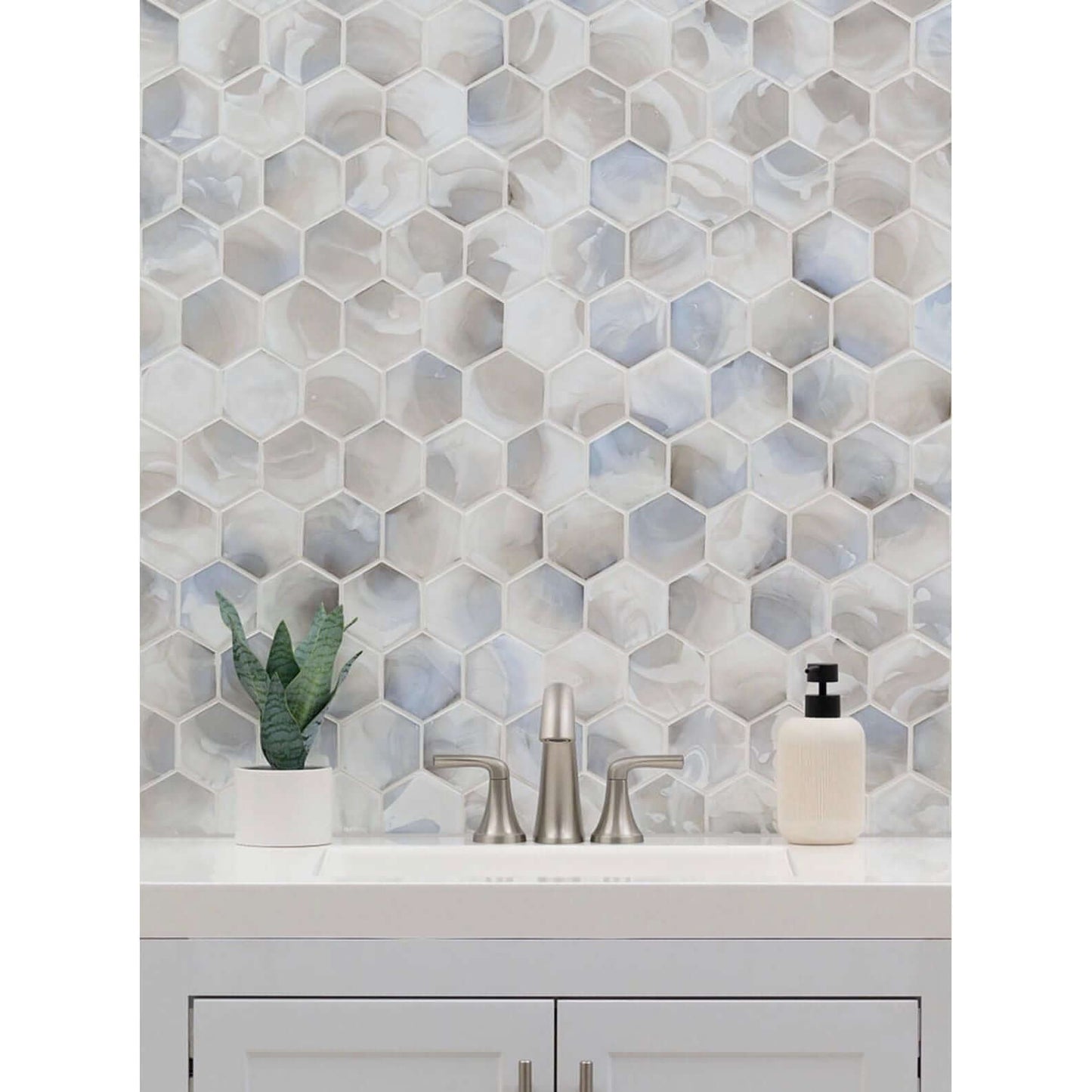 Akoya Pearl 3” Hexagon Mosaic Tile