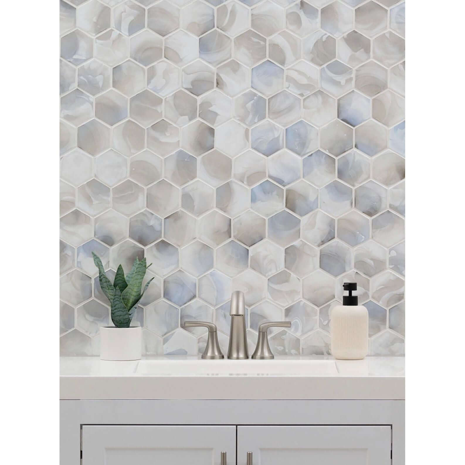Akoya Pearl 3” Hexagon Mosaic Tile