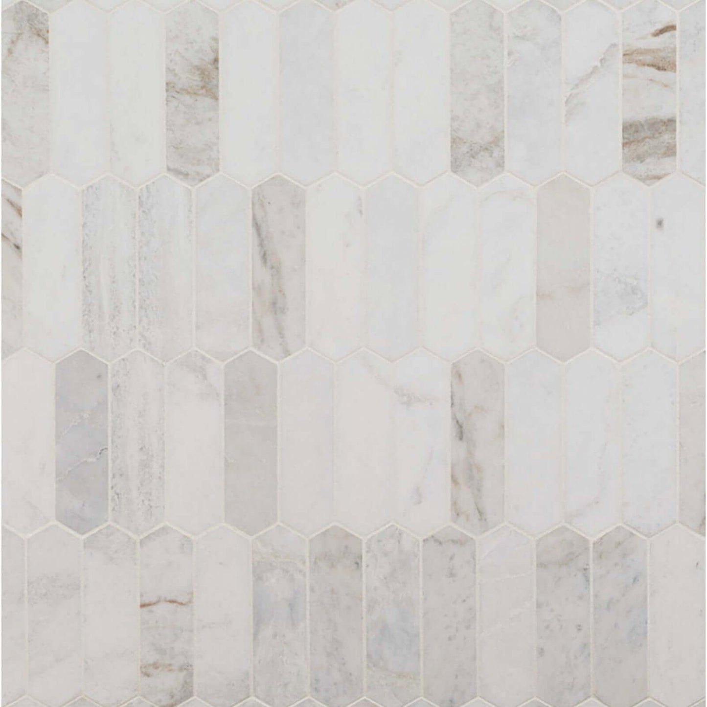 Arabescato Calacatta White Picket Honed Mosaic
