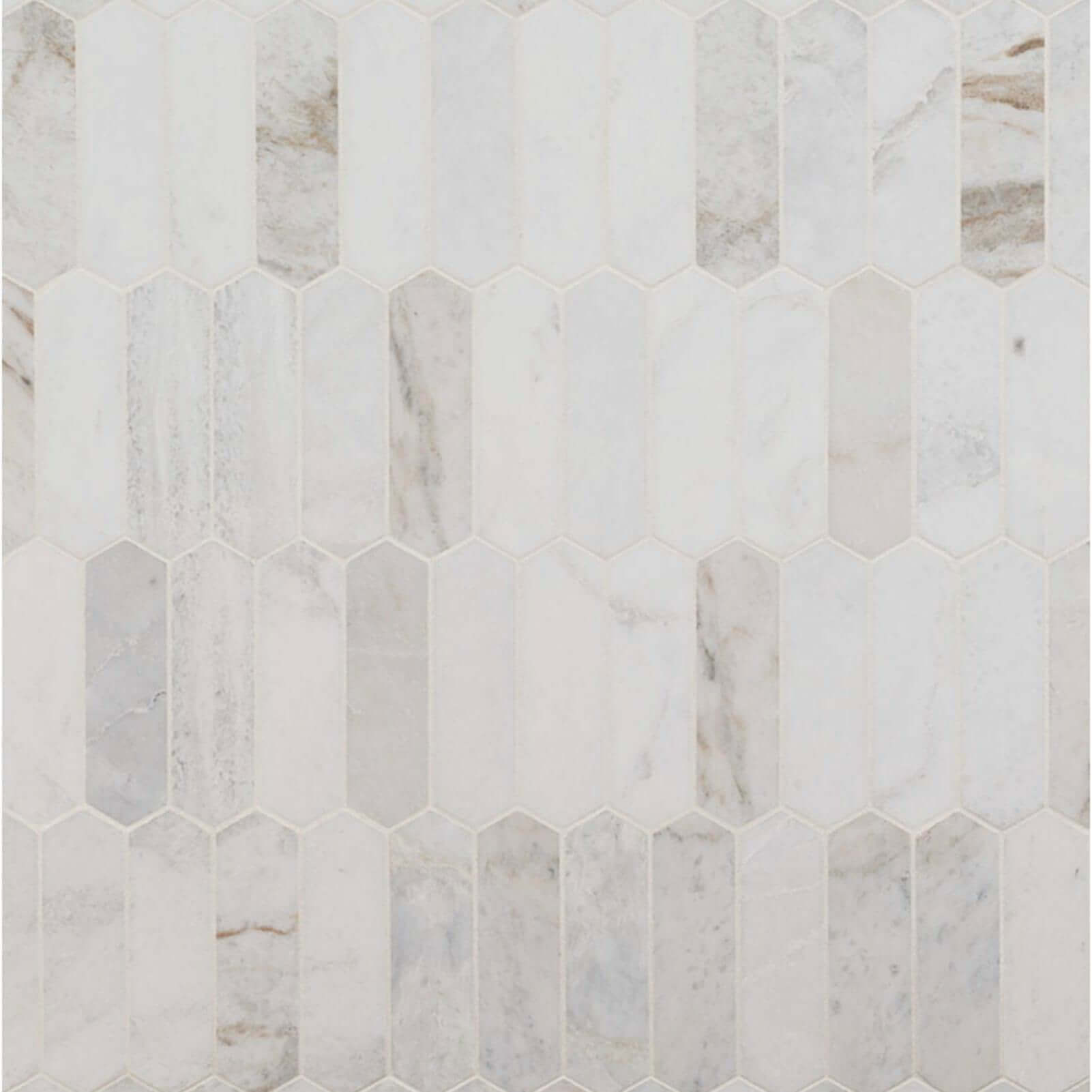 Arabescato Calacatta White Picket Honed Mosaic