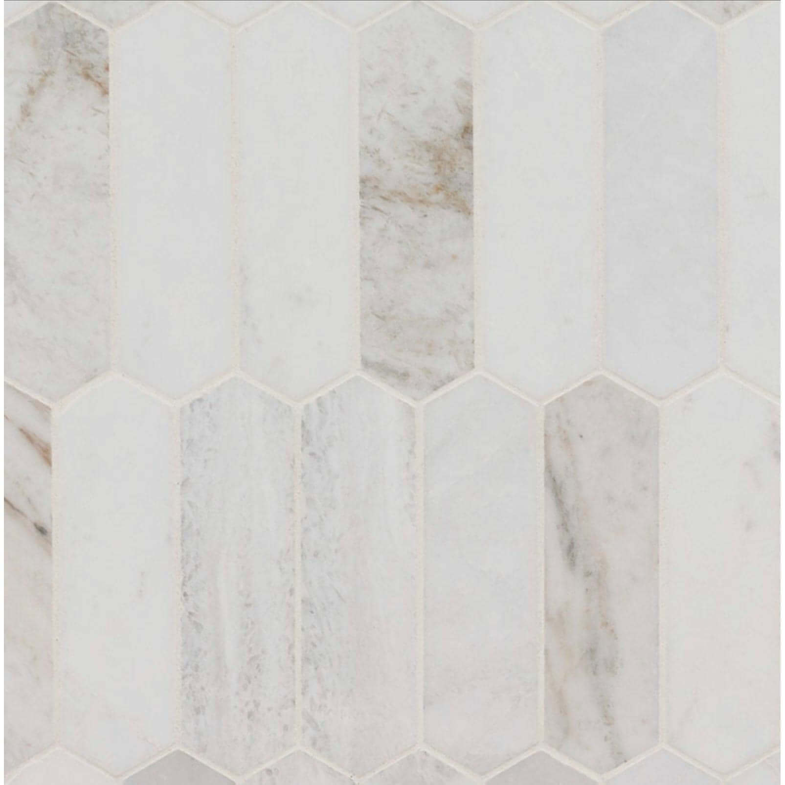 Arabescato Calacatta White Picket Honed Mosaic