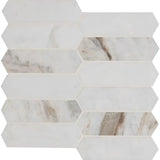 Arabescato Calacatta White Picket Honed Mosaic