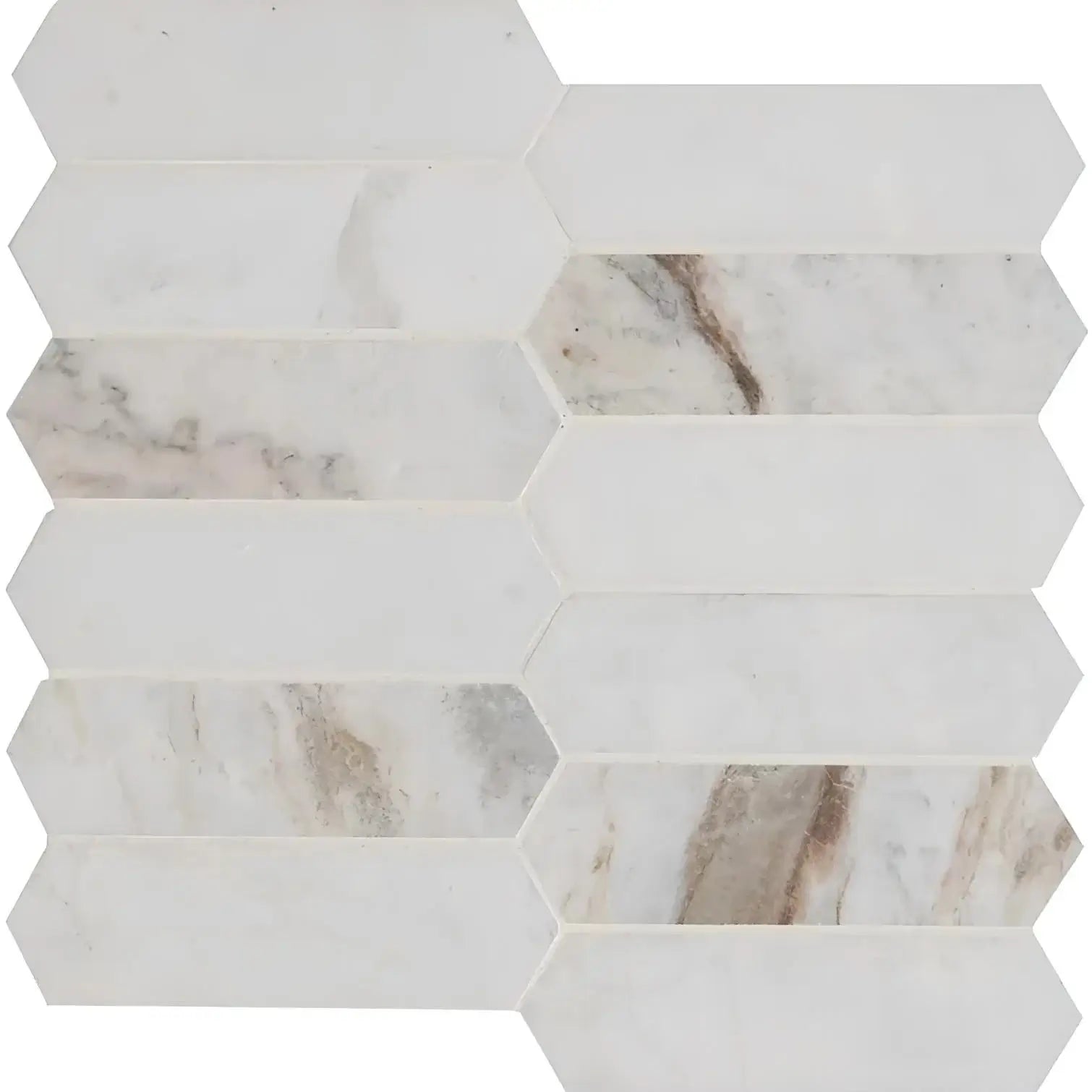 Arabescato Calacatta White Picket Honed Mosaic