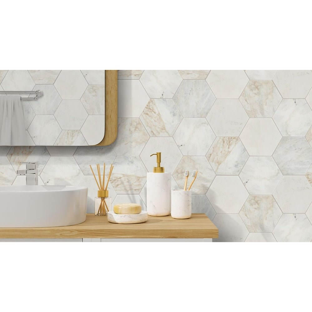 Arabescato Venato 8” Hexagon Honed