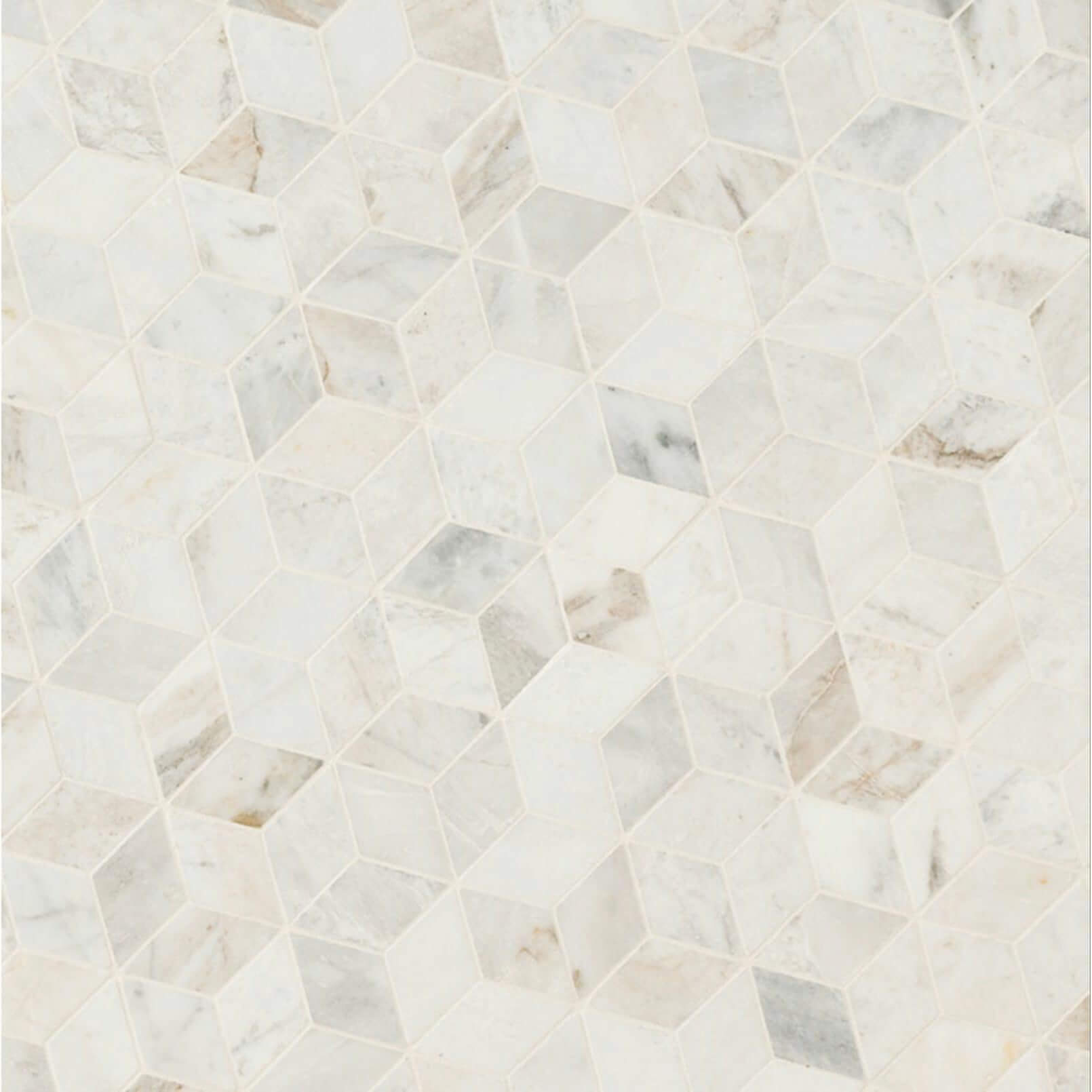 Arabescato Venato Calacatta White Cube Honed Mosaic Tile