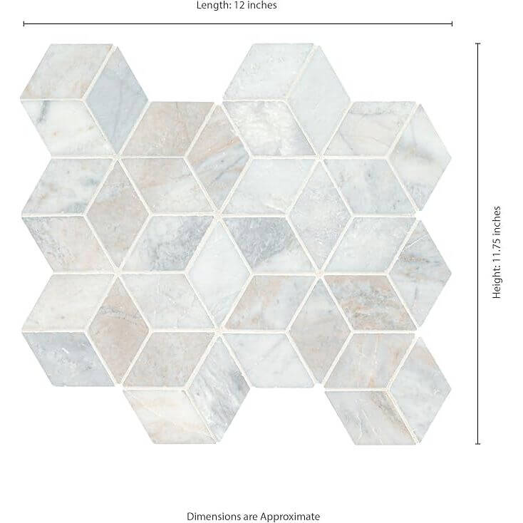 Arabescato Venato Calacatta White Cube Honed Mosaic Tile
