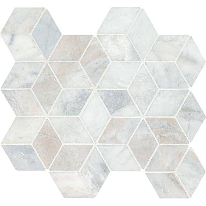 Arabescato Venato Calacatta White Cube Honed Mosaic Tile