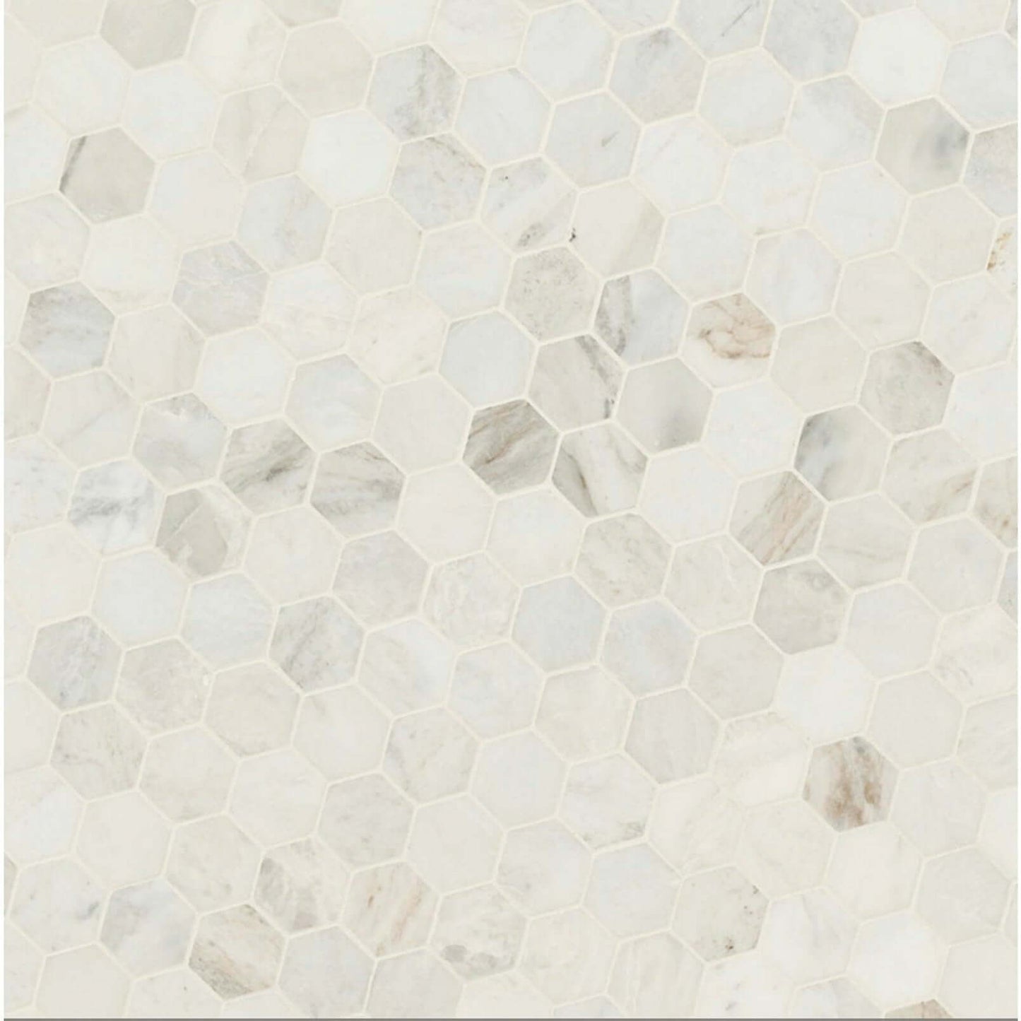 Arabescato Venato Calacatta White Hexagon Honed 2”