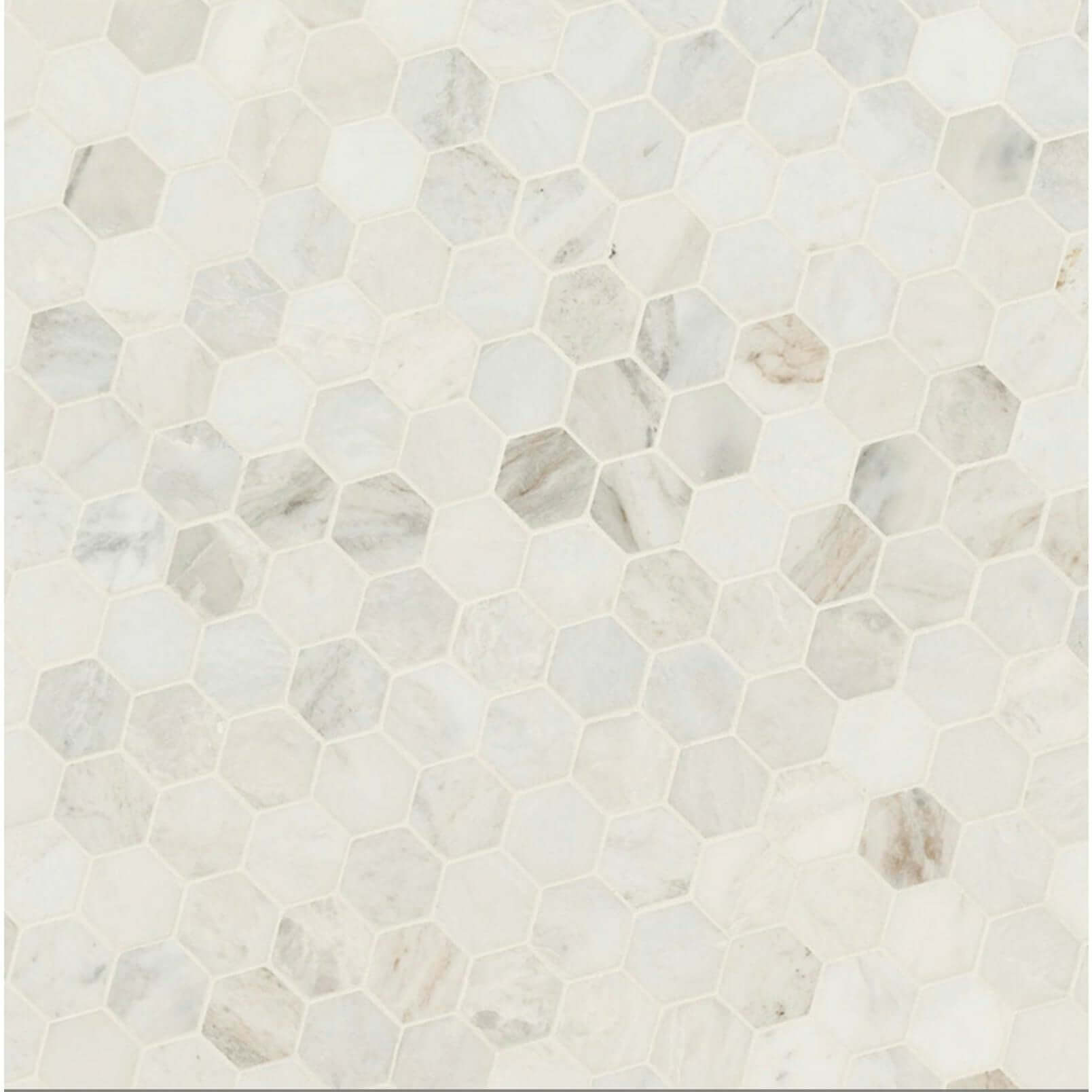 Arabescato Venato Calacatta White Hexagon Honed 2”