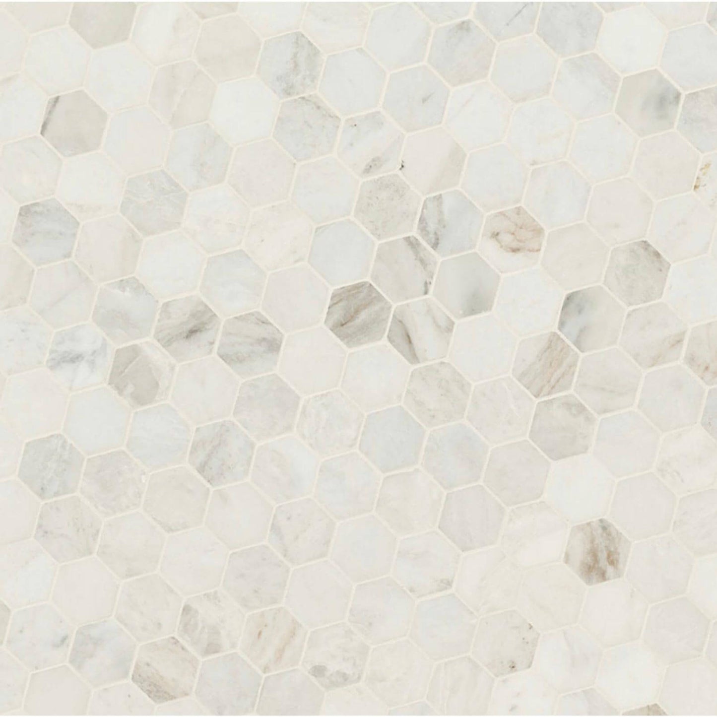 Arabescato Venato Calacatta White Hexagon Honed 2”