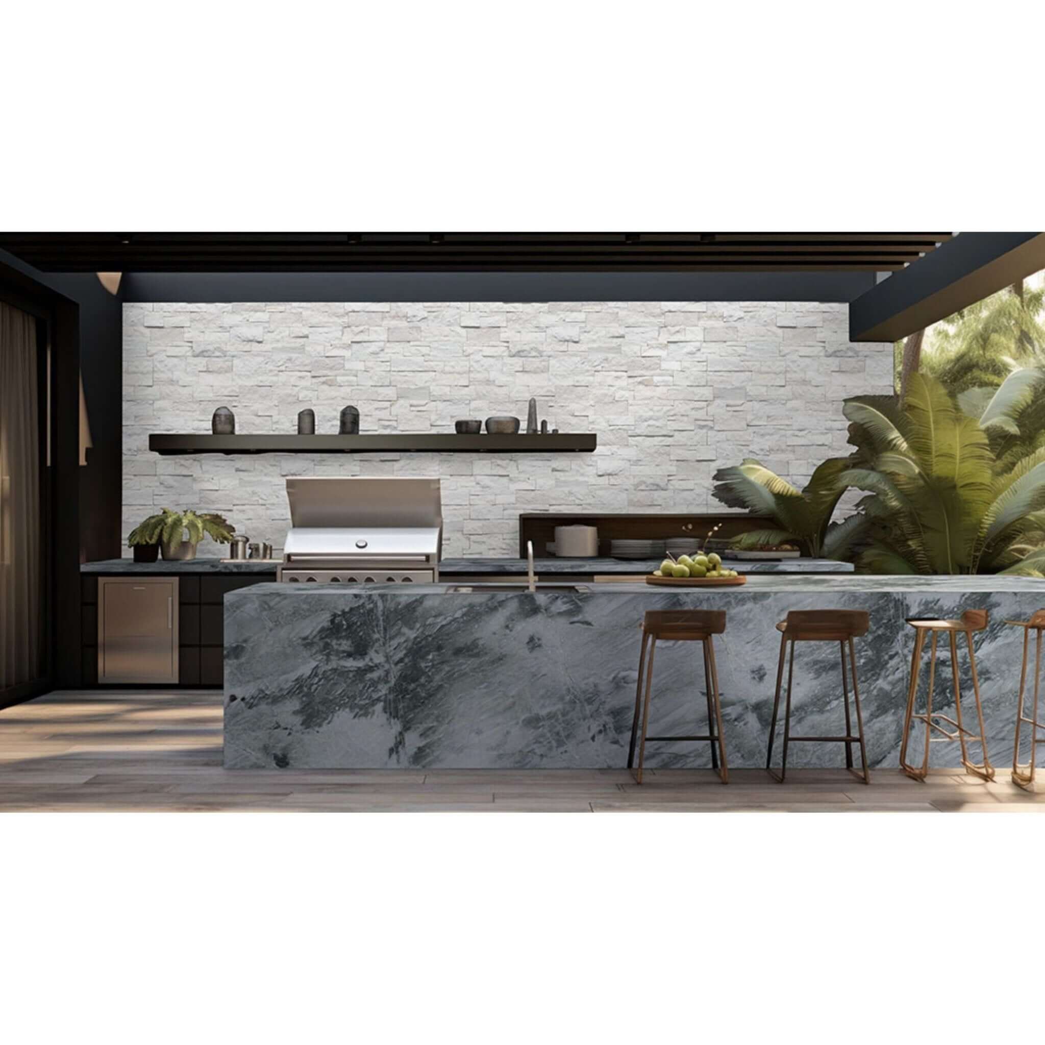 Arctic White XL 9x24 Stacked Stone Panel