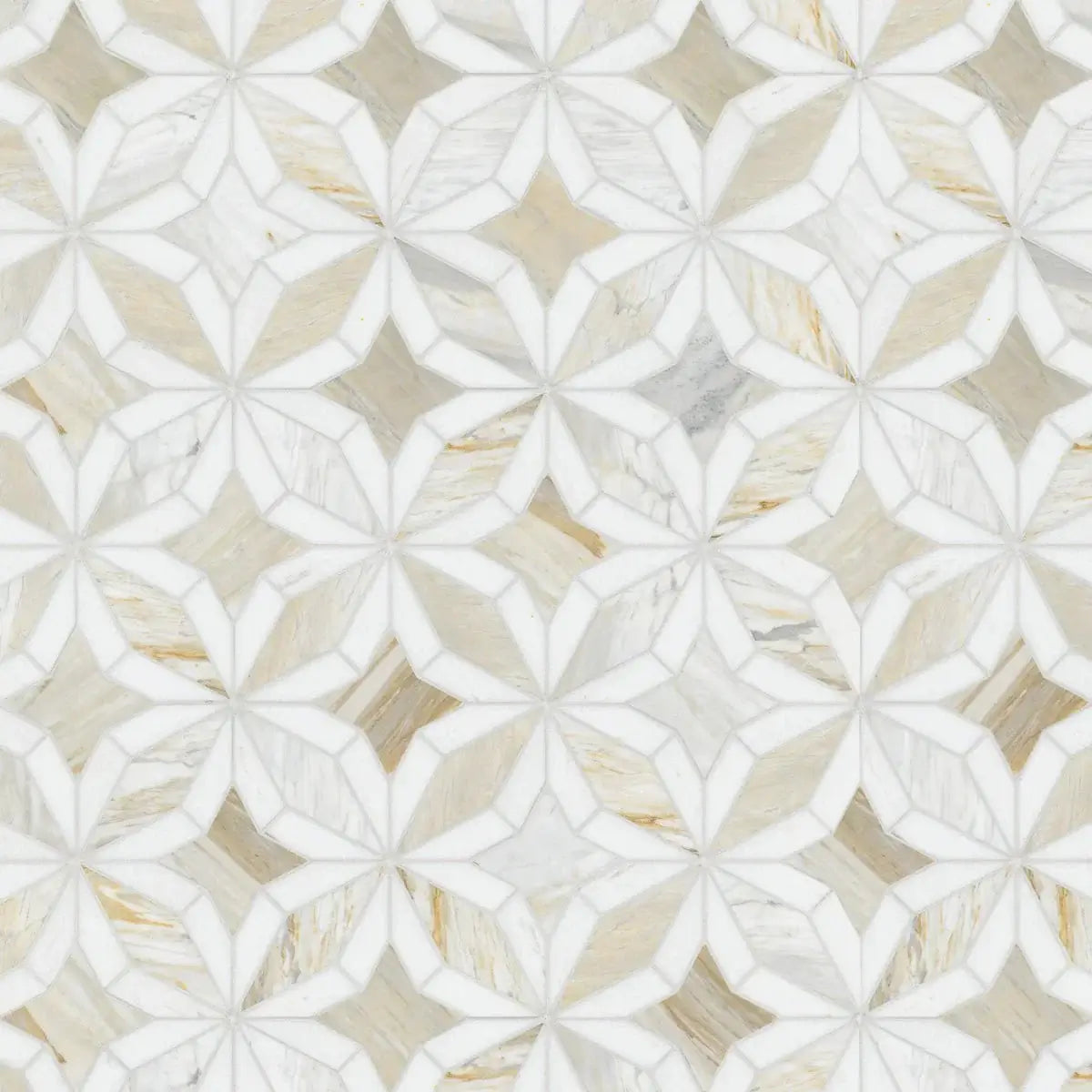 Athena Gold Estrella 10"x10" Polished Marble Mosaic Floor and Wall Tile