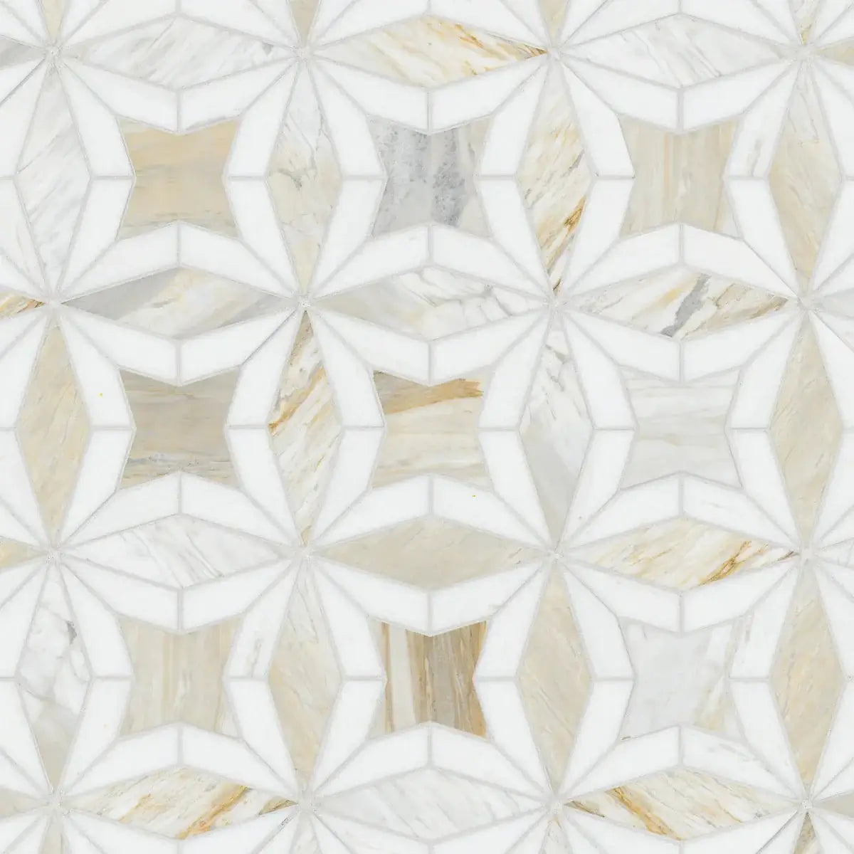 Athena Gold Estrella 10"x10" Polished Marble Mosaic Floor and Wall Tile