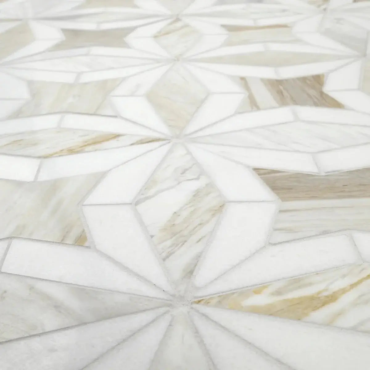 Athena Gold Estrella 10"x10" Polished Marble Mosaic Floor and Wall Tile